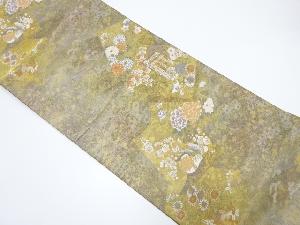 色紙に御所車・花鳥模様織り出し袋帯